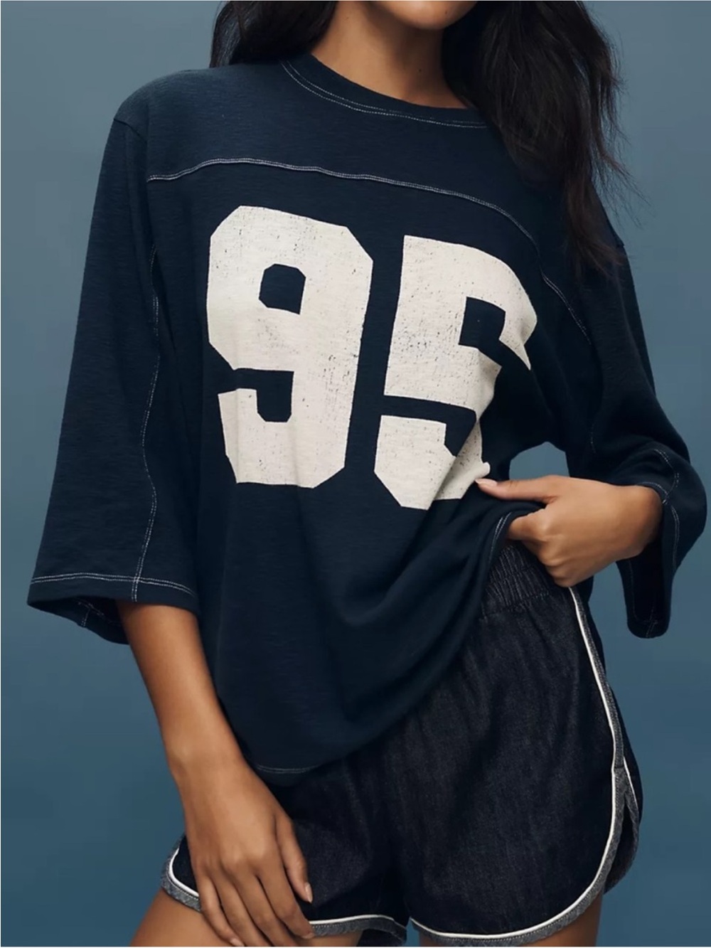 NWOT Anthropologie Pilcro 3/4 Sleeve Varsity T-Shirt Size Medium Petite
